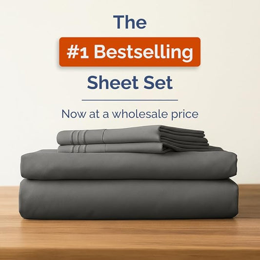 Bulk Case Pack of 12 Sheet Sets - (12) Complete Cal King Size Sheet Sets w/ Deep Pockets - Wholesale Bulk Bedding for Hotels, Spas & Airbnbs - Breathable, Soft & Wrinkle Free - (Cal King, Charcoal)