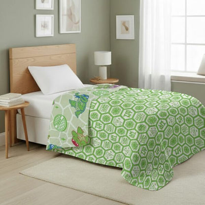 Northwest Nickelodeon Teenage Mutant Ninja Turtles Pizza Party Quilted Throw Blanket, Comfy Throw, Adults Boys Girls, Soft Lightweight Bedding for Bed, or Couch, 60 x 80 inches