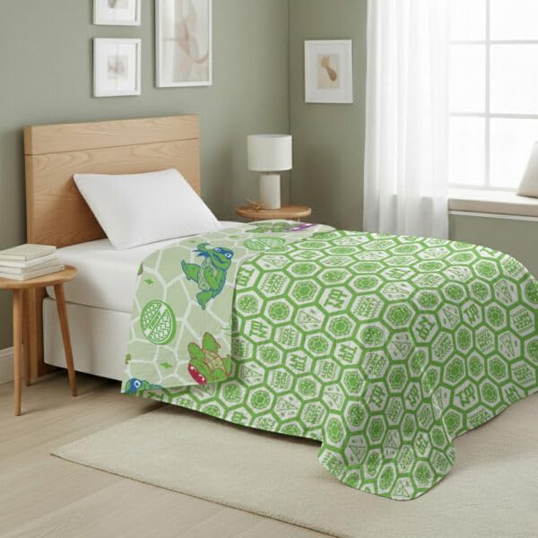 Northwest Nickelodeon Teenage Mutant Ninja Turtles Pizza Party Quilted Throw Blanket, Comfy Throw, Adults Boys Girls, Soft Lightweight Bedding for Bed, or Couch, 60 x 80 inches