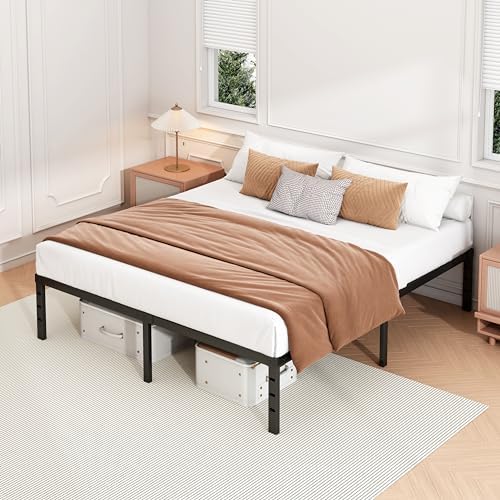 Hafenpo 12 Inch Full Bed Frame, Under Bed Storage, Black