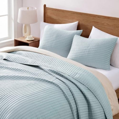 WRENSONGE Twin Quilt-Lightweight Bedspreads Sky Blue Twin Quilt Bedding Set