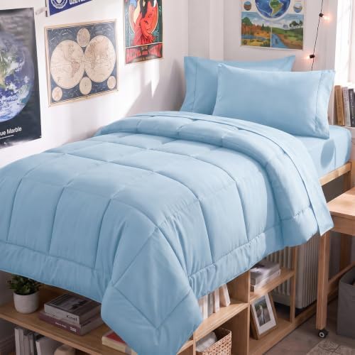CozyLux Twin XL Comforter Set Baby Blue - 5 Pieces Twin XL Bed in a Bag
