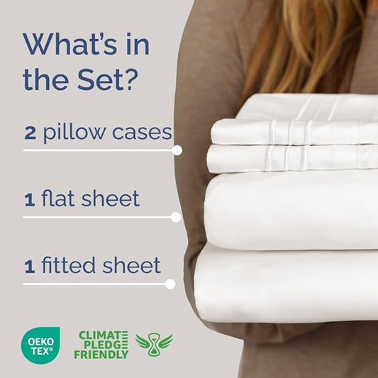 Full XL Bed Sheet - 4 Piece Full XL Bed Sheets Set - Soft, Breathable & Cooling - Hotel Luxury Bedding for Women, Men, Kids, Teens, Boys & Girls - Deep Pockets, Fade and Wrinkle Free - Antique White