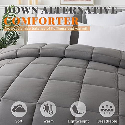 Down Alternative Comforter Grey Queen Size - All Season Duvet Insert