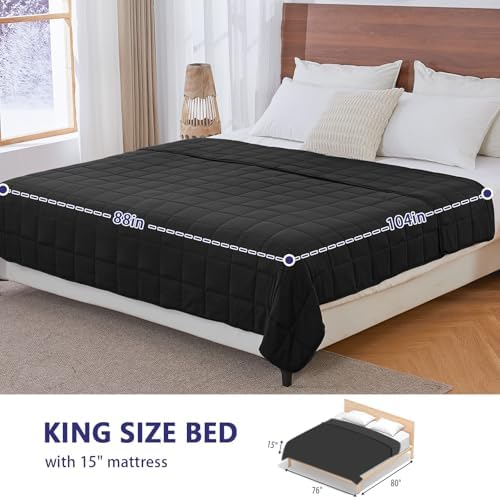 yescool King Size Weighted Blanket for Adults 30lbs, 88” x 104”, Black