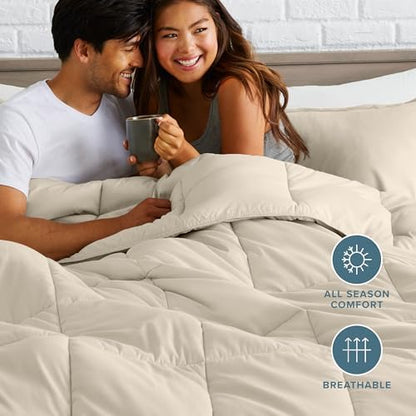 Bare Home Comforter Set - 1800 Ultra Soft (Oversized Queen, Sand)