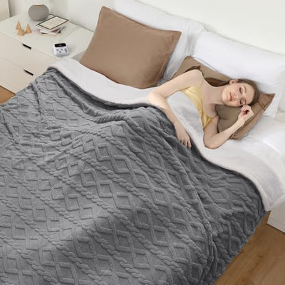 CAROMIO Electric Blanket Cal King Size, Heated Blanket Thick Tufted Sherpa