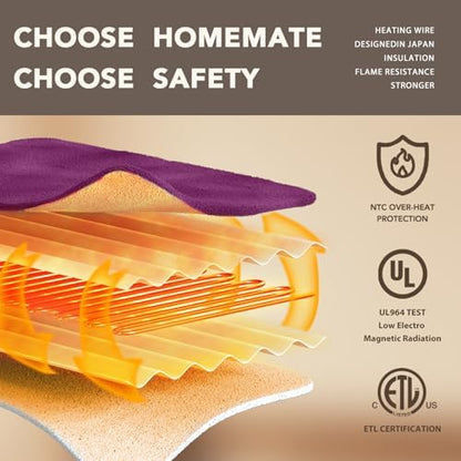 Homemate Heated Electric Blanket Twin 62"x84" Heating Throw Blanket