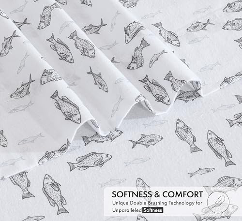 RUVANTI Flannel Sheets Queen Size, Fisherman's Tale