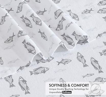 RUVANTI Flannel Sheets King Size, Fisherman's Tale