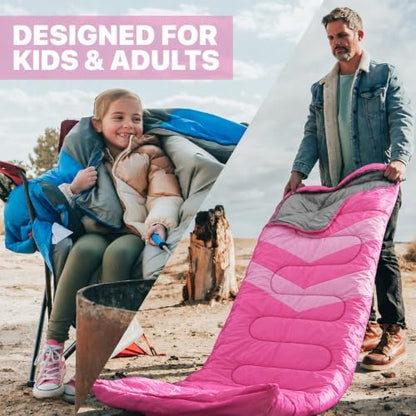 MalloMe Sleeping Bags for Adults Cold Weather & Warm - Backpacking Camping Sleeping Bag for Kids 10-12, Girls, Boys - Lightweight Compact Camping Essentials Gear Accessories Hiking Sleep Must Haves