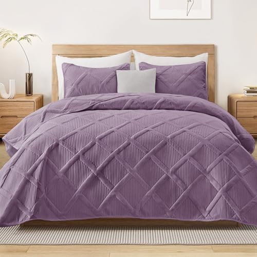 Exclusivo Mezcla 3-Piece Soft Quilt King Size Bedding Set, Dusty Lavender