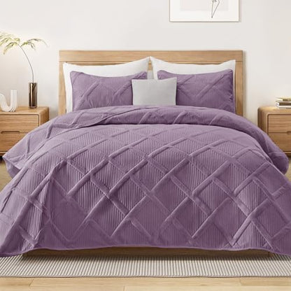 Exclusivo Mezcla 3-Piece Soft Quilt King Size Bedding Set, Dusty Lavender