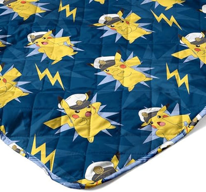 Northwest Pokémon Electric Captain Quilted Throw Blanket, Pikachu Adventure Artwork, Soft and Comfy for Bedding for Bed Couch, 60 x 80 inches