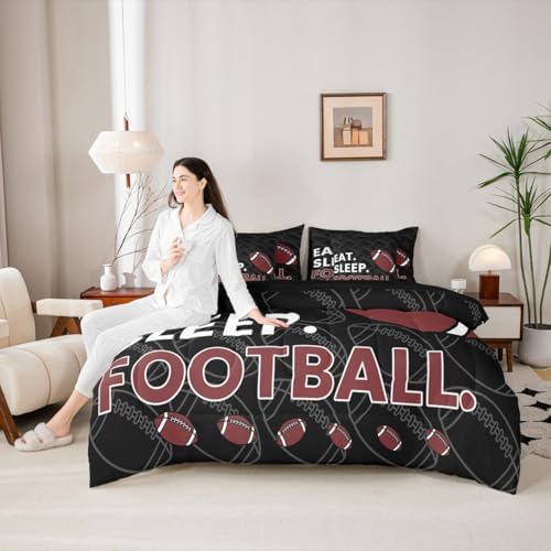 Erosebridal Football Games Kids Boys 7 Piece Bedding Set Twin | Ball Gaming Comforter Set with Sheets Rugby Sports Theme Bed in A Bag Teens Girls Men Bed Sets
