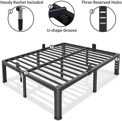 Bilily 14 inch King Bed Frame Metal Platform with Round Corner Legs,3500 LBS Heavy Duty Steel Slats Support,Headboard Compatible,No Box Spring Needed,Easy Assembly,Mattress Retainer,Underbed Storage