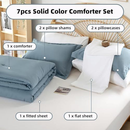 weigelia King Comforter Set with Sheets - 7 Pieces Bed in a Bag King