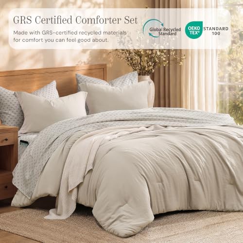 Full Comforter Set with Sheets-7 Pieces Soft Recycled Bed in a Bag Bedding