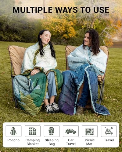 KingCamp Large Camping Blanket with Sherpa Lining, Green 79"x 57"