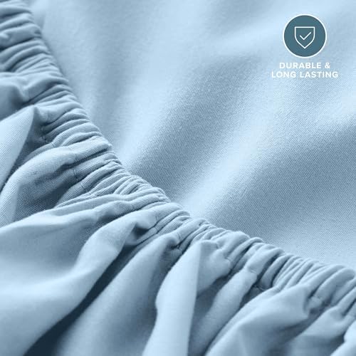 Bare Home Cal King Fitted Sheet - 1800 Ultra-Soft (Cal King, Light Blue)