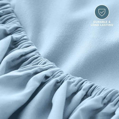 Bare Home Cal King Fitted Sheet - 1800 Ultra-Soft (Cal King, Light Blue)
