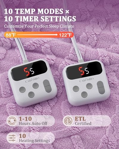 CAROMIO Electric Blanket King Size Dual Control, Heated Blanket King