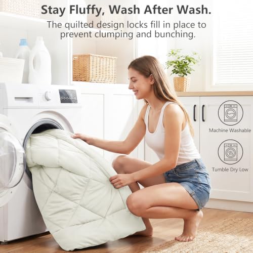 CozyLux Twin XL Comforter Set 68"x88" Ivory - 5 Piece Bed in a Bag