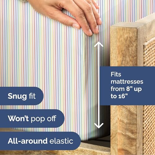 Twin 3 Piece Striped Sheet Set - Breathable & Cooling - Rainbow Stripe