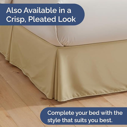 Bedskirt Full Size Ruffle - 15 inch Drop Dust Ruffle Bed Skirt with Platform - Ultra-Soft, Easy Fit, Premium Hotel Quality - Wrinkle, Fade & Shrink Resistant - for Women, Men, Kids and Teens - Beige