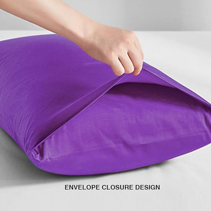 FLXXIE Pillow Cases Queen, Soft Microfiber Pillow Covers with Envelope Closure, Wrinkle Resistant Pillowcases, 2 Piece Set, 20x30, Purple