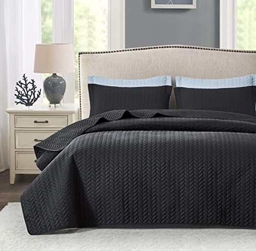 Maple&Stone Black Quilt Set King Size, Lightweight Bedspread