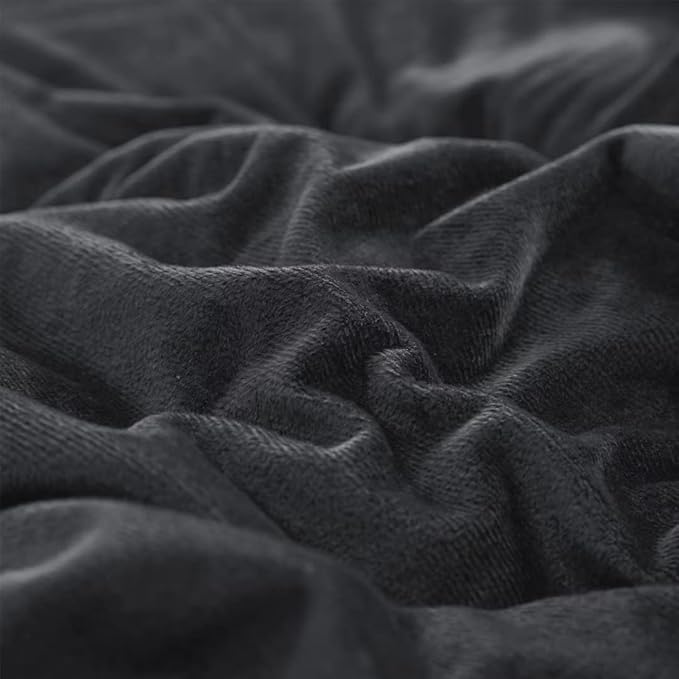 CLOTHKNOW Black Velvet Twin/Twin XL Comforter Set 3Pcs Black Bedding Comforter Sets Fluffy Soft Cozy Black Comforter with 2 x Pillowcases