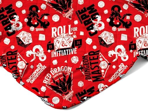 Northwest Dungeons & Dragons Roll for Initiative Full/Queen Quilted Blanket, Comfy Throw, Soft Lightweight Bedding for Bed, or Couch, 90 x 90 inches
