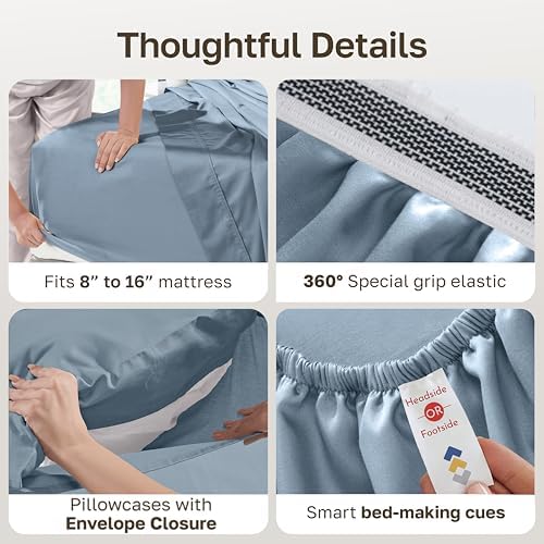 California Design Den 100% Egyptian Cotton Bed Sheets Queen Size Set