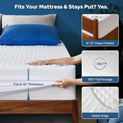 BEDLORE 2 Pack Waterproof Mattress Protector, Twin XL Size Mattress Pad