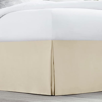 Nestl Cream Bed Skirt Cal King Size - Cal King Bed Skirt 14 Inch Drop - Brushed Microfiber Bed Skirts - Hotel Quality Pleated Bed Skirt - Shrinkage & Fade Resistant