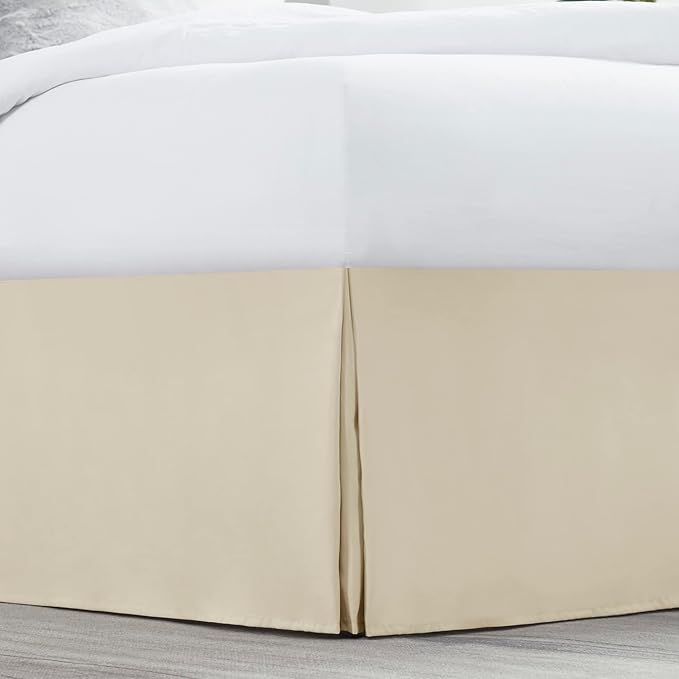 Nestl Cream Full Bed Skirt - Full Size 14 Inch Drop - Brushed Microfiber Hotel Quality Pleated Bed Skirt - Shrinkage & Fade Resistant