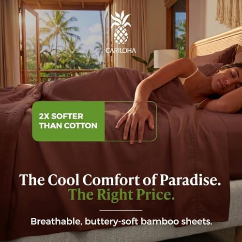 Cariloha Aloha Soft 3-Piece Sheet Set | Maroon Sunset | Twin XL | Made from 100% Viscose derived from Bamboo | Introductory Sheet Line