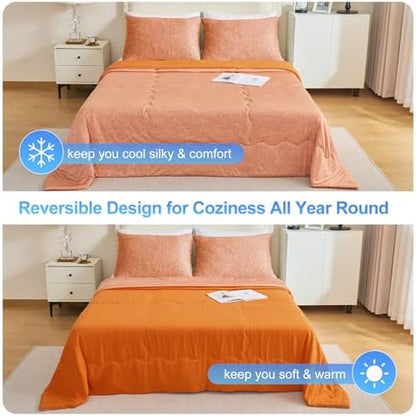 CHOSHOME Cooling Comforter Cooling Blanket, Q-Max 0.45 Cool Sleeping Summer Blanket for Hot Sleeper Night Sweats, Full 84" x 90", Orange