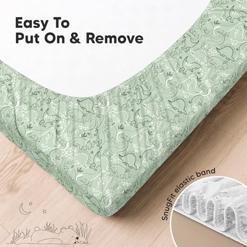KeaBabies 2pk Organic Cotton Crib Sheets for Boys Girls 52x28, DinoDood