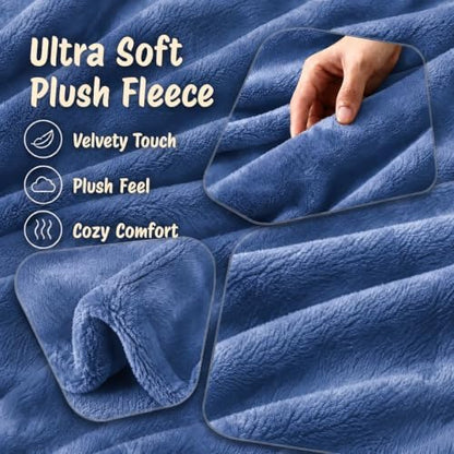 Eydna Electric Heated Blanket Queen Size 84"×90" Dual Control, 5 Heating Settings & 10Hs Auto Off, Overheat Protect, Energy Efficient, for Sofa & Bed, Machine Washable Gifts for Family, Denim Blue