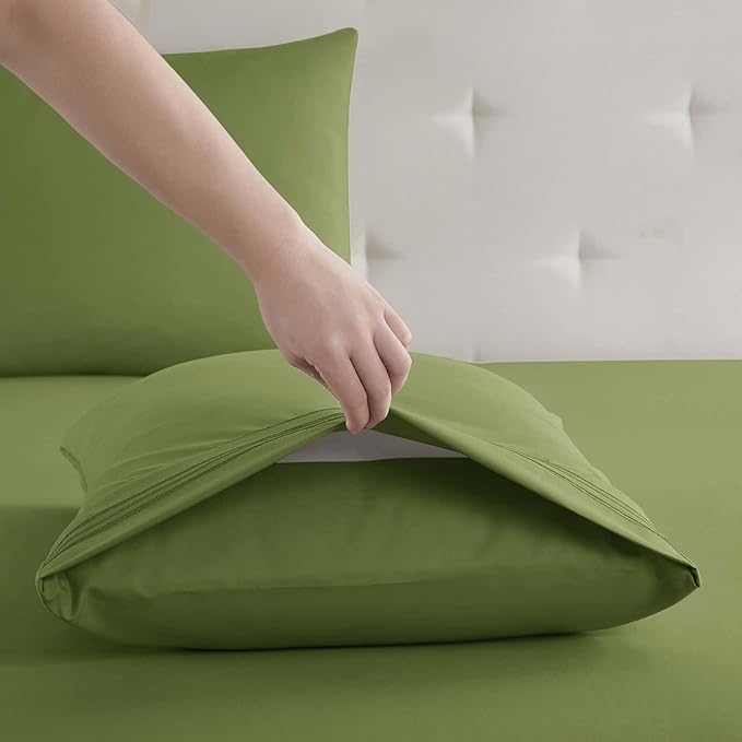 Clara Clark Twin XL Sheets, 5 Piece Set - Hotel Luxury Bed Sheets, Super Soft Bedding Set, Twin XL Size, Calla Green