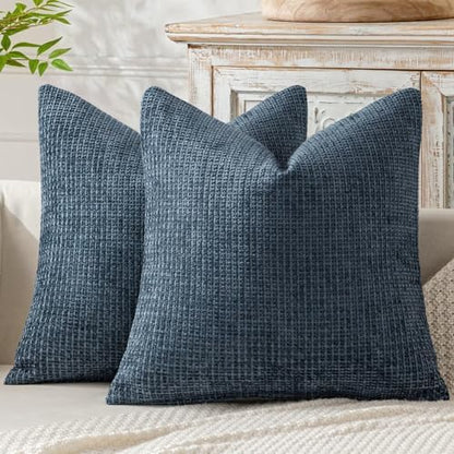 MIULEE Decorative Couch Throw Pillow Covers 20x20 Inch Navy Blue 2 Pack