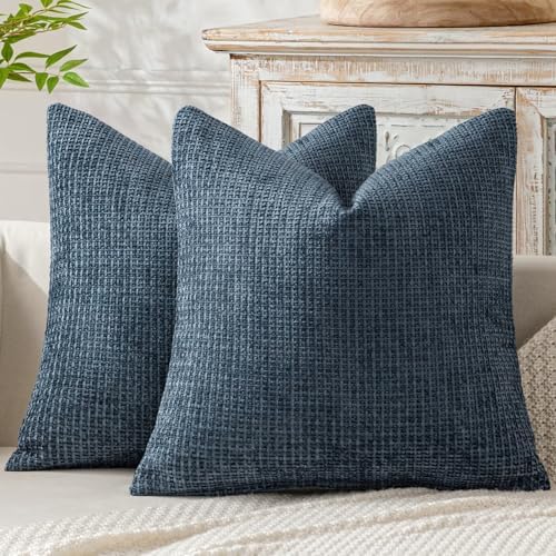MIULEE Decorative Couch Throw Pillow Covers 18x18 Inch Navy Blue 2 Pack