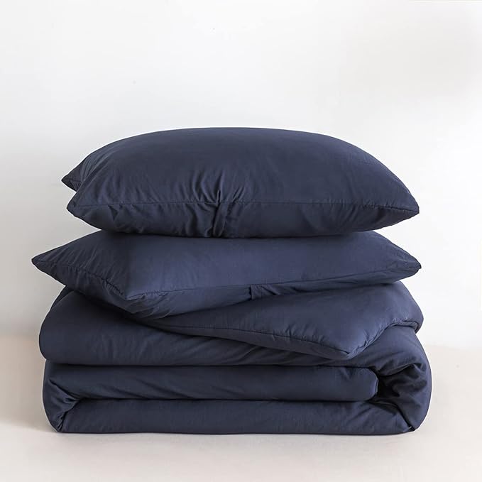 COTTEBED Sliky Soft Fluffy Bedding Comforters Sets for Twin Size Bed, Light Weight All Season Use,Made with Cozy Washable Cotton Microfiber Reversible Fabric,1 Comforter & 1 Pillow Sham,Navy Blue
