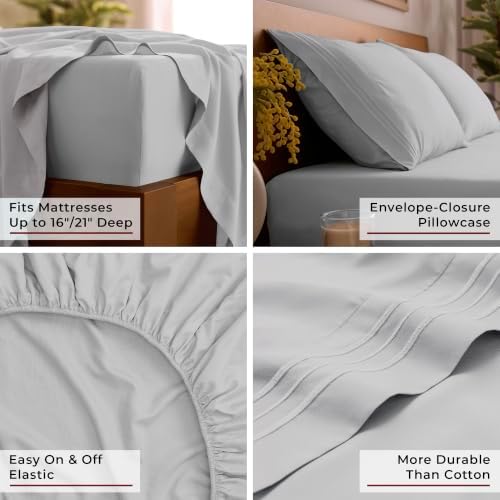 Mellanni Iconic 4-Piece, Ultra Soft Sheet Set (California King, Light Gray)