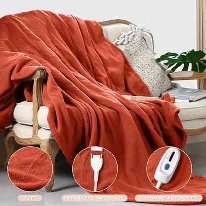 Electric Heated Blanket Full Size 72x84, Orange