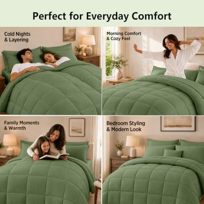 Anluoer Queen Comforter Set 7 Piece, Soft Bed in a Bag Queen Bedding Sets