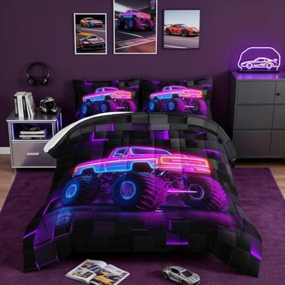 HOSIMA Truck Queen Comforter,Extreme Sports Bedding with 2 Pillowcases.