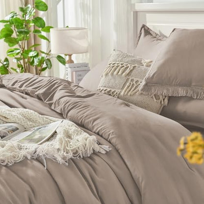 Andency King Comforter Set, 7 Pieces Khaki Bedding
